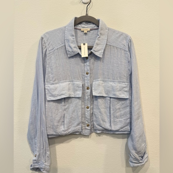 Pilcro 100% Linen Long Sleeve Button-Up Top - Picture 1 of 4